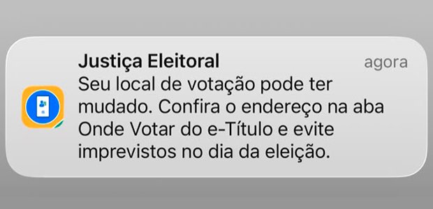 Eleitores receberão notificações por meio de aplicativo. (Imagem: Reprodução/TSE)