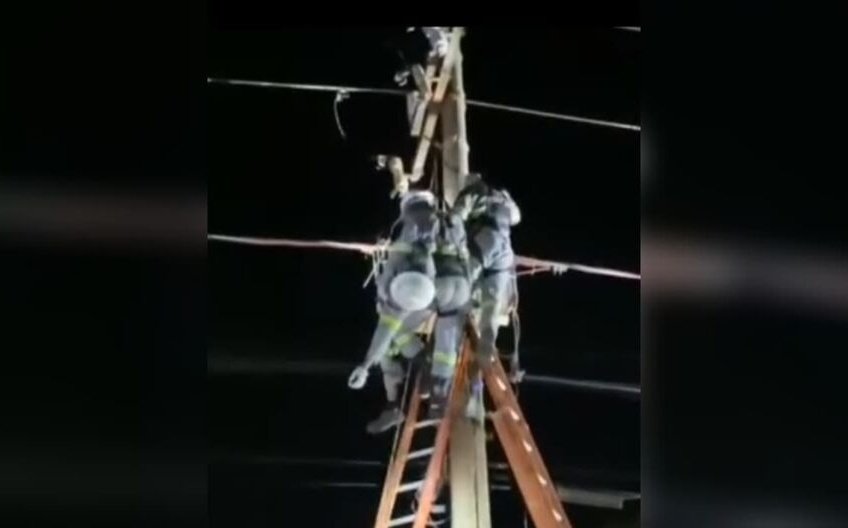 Trabalhador sofre choque elétrico e fica desacordado sobre fios durante serviço em Sidrolândia