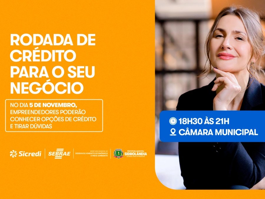 Sidrolândia terá Rodada de Crédito para empreendedores no dia 5 de novembro; saiba como participar